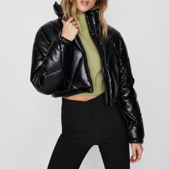 Garage Faux Leather Quilted Puffer Jacket - Picture 2 of 8